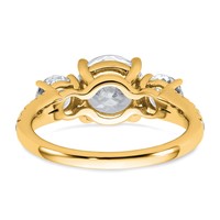 True Origin 14K Yellow Gold 3.20 Carat Certified Lab Grown Diamond VS+ F+ Round Complete Three Stone Engagement Ring view 5
