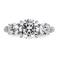 True Origin 14K White Gold 3.20 Total Carat Lab Grown Diamond VS+ F+ Complete Oval Three Stone Ring view 4