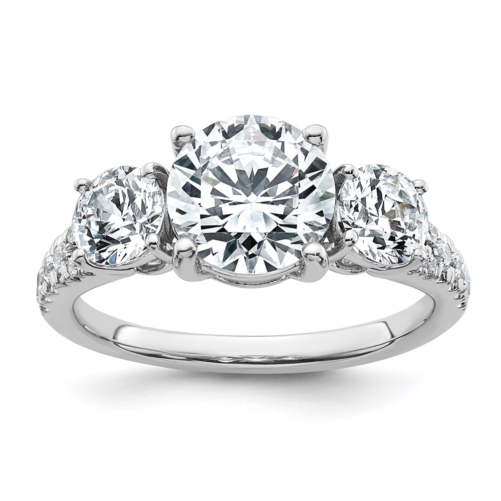 True Origin 14K White Gold 3.20 Total Carat Lab Grown Diamond VS+ F+ Complete Oval Three Stone Ring