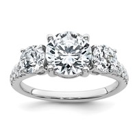 True Origin 14K White Gold 3.20 Total Carat Lab Grown Diamond VS+ F+ Complete Oval Three Stone Ring view 1