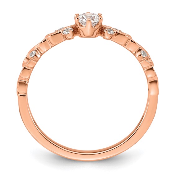 14k Rose Gold Polished Complete Diamond Infinity Design Promise Ring