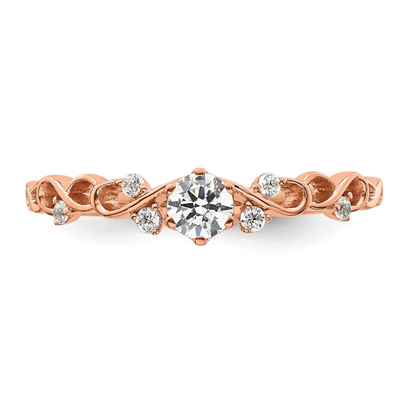 14k Rose Gold Polished Complete Diamond Infinity Design Promise Ring