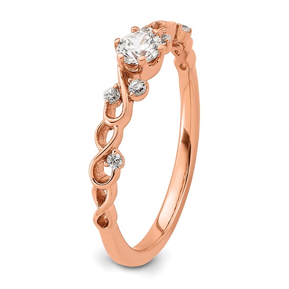 14k Rose Gold Polished Complete Diamond Infinity Design Promise Ring