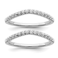 True Origin 14K White Gold 0.50 Carat Lab Grown Diamond VS+ F+ Set of Two Complete Wedding Bands view 1