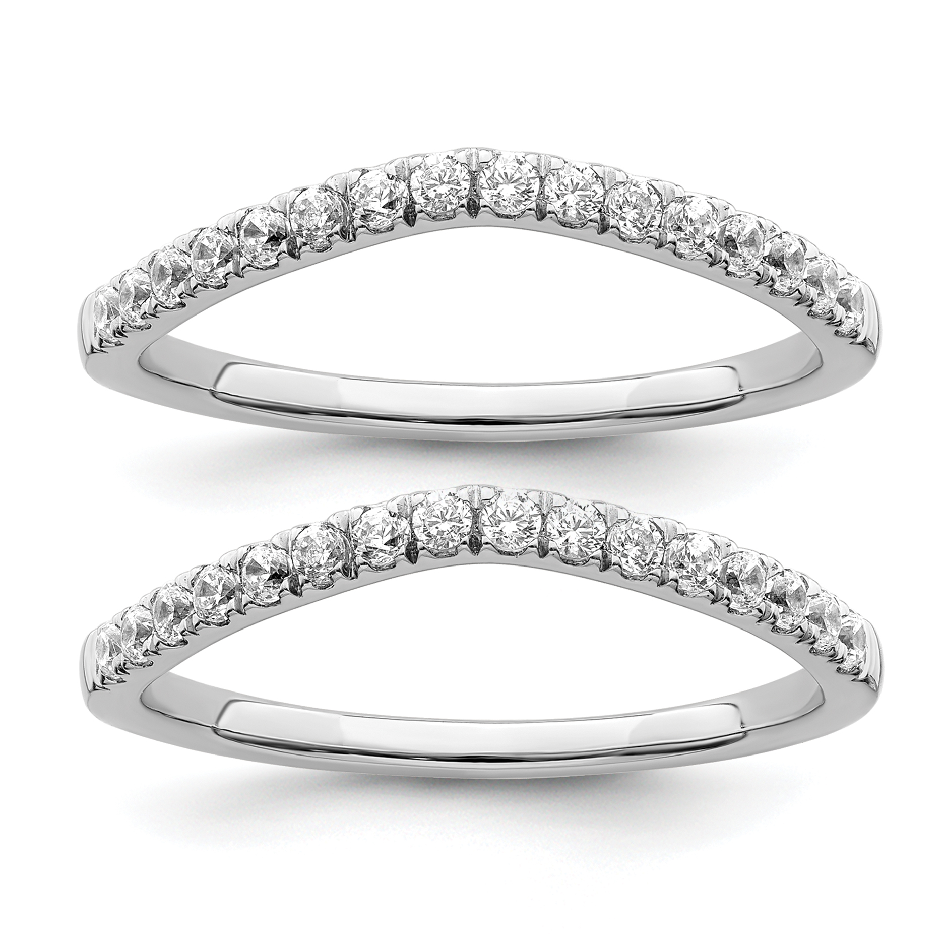 True Origin 14k White Gold 1/2 carat Lab Grown Diamond VS DEF Set of Two Wedding Bands (RM11002B-048-WLD)