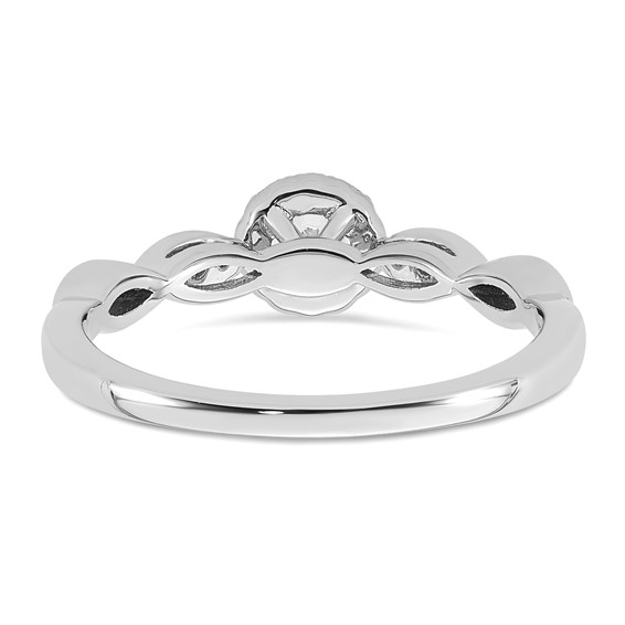 14k White Gold Polished Complete Diamond Round Halo Engagement Ring