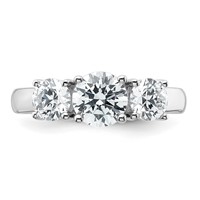 True Origin 14K White Gold 2 Carat Lab Grown Diamond VS+ F+ Complete Round Three Stone Ring view 4