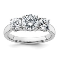 True Origin 14K White Gold 2 Carat Lab Grown Diamond VS+ F+ Complete Round Three Stone Ring view 1