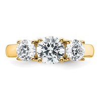 True Origin 14K Yellow Gold 2 Carat Lab Grown Diamond VS+ F+ Complete Round Three Stone Ring view 4
