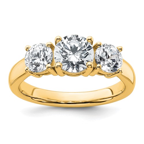 True Origin 14K Yellow Gold 2 Carat Lab Grown Diamond VS+ F+ Complete Round Three Stone Ring