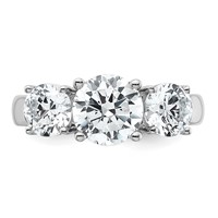 True Origin 14K White Gold 3 Carat Lab Grown Diamond VS+ F+ Complete Round Three Stone Ring view 4