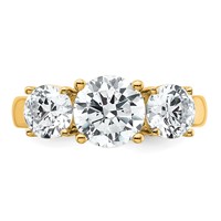 True Origin 14K Yellow Gold 3 Carat Lab Grown Diamond VS+ F+ Complete Round Three Stone Ring view 4