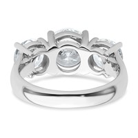 True Origin 14K White Gold 4 Carat Lab Grown Diamond VS+ F+ Complete Round Three Stone Ring view 5