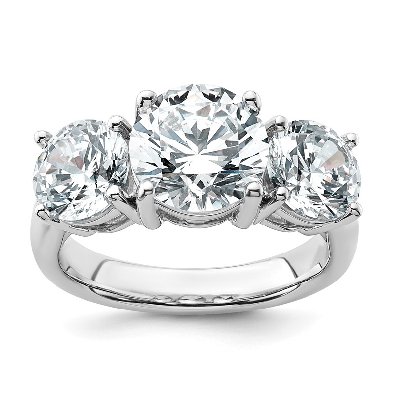 True Origin 14k White Gold 5 carat VS DEF Lab Grown Diamond Complete Three Stone Round Ring