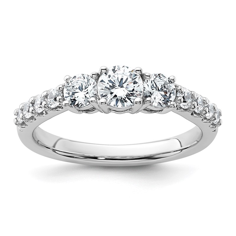 True Origin 14k White Gold 1 carat Lab Grown Diamond VS D E F Complete Three Stone Ring