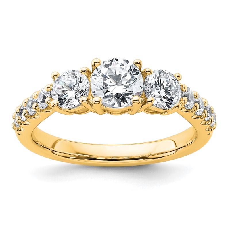 True Origin 14k 1 1/2 carat Lab Grown Diamond VS D E F Complete Three Stone Ring