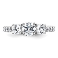 True Origin 14K White Gold 2 Carat Lab Grown Diamond VS+ F+ Complete Round Three Stone Ring view 4