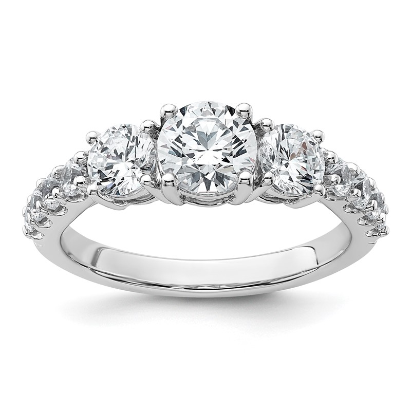 True Origin 14k White Gold 2 carat Lab Grown Diamond VS D E F Complete Three Stone Ring