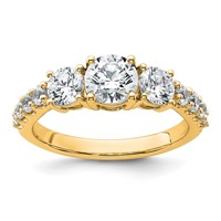 True Origin 14K Yellow Gold 2 Carat Lab Grown Diamond VS+ F+ Complete Round Three Stone Ring view 1