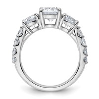 True Origin 14K White Gold 3 Carat Lab Grown Diamond VS+ F+ Complete Round Three Stone Ring view 2