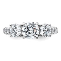 True Origin 14K White Gold 3 Carat Lab Grown Diamond VS+ F+ Complete Round Three Stone Ring view 4