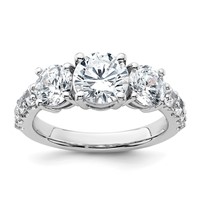 True Origin 14K White Gold 3 Carat Lab Grown Diamond VS+ F+ Complete Round Three Stone Ring view 1