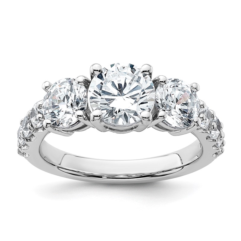 True Origin 14k White Gold 3 carat Lab Grown Diamond VS D E F Complete Three Stone Ring