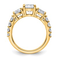 True Origin 14K Yellow Gold 3 Carat Lab Grown Diamond VS+ F+ Complete Round Three Stone Ring view 2