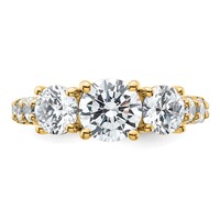 True Origin 14K Yellow Gold 3 Carat Lab Grown Diamond VS+ F+ Complete Round Three Stone Ring view 4
