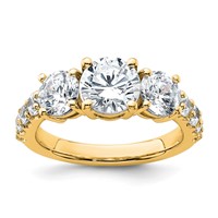 True Origin 14K Yellow Gold 3 Carat Lab Grown Diamond VS+ F+ Complete Round Three Stone Ring view 1
