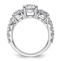 True Origin 14K White Gold 4 Carat Lab Grown Diamond VS+ F+ Complete Round Three Stone Ring view 2