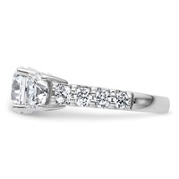 True Origin 14K White Gold 4 Carat Lab Grown Diamond VS+ F+ Complete Round Three Stone Ring view 3