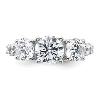 True Origin 14K White Gold 4 Carat Lab Grown Diamond VS+ F+ Complete Round Three Stone Ring view 4