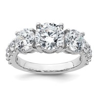 True Origin 14K White Gold 4 Carat Lab Grown Diamond VS+ F+ Complete Round Three Stone Ring view 1