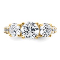 True Origin 14K Yellow Gold 4 Carat Lab Grown Diamond VS+ F+ Complete Round Three Stone Ring view 4