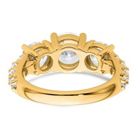 True Origin 14K Yellow Gold 4 Carat Lab Grown Diamond VS+ F+ Complete Round Three Stone Ring view 5