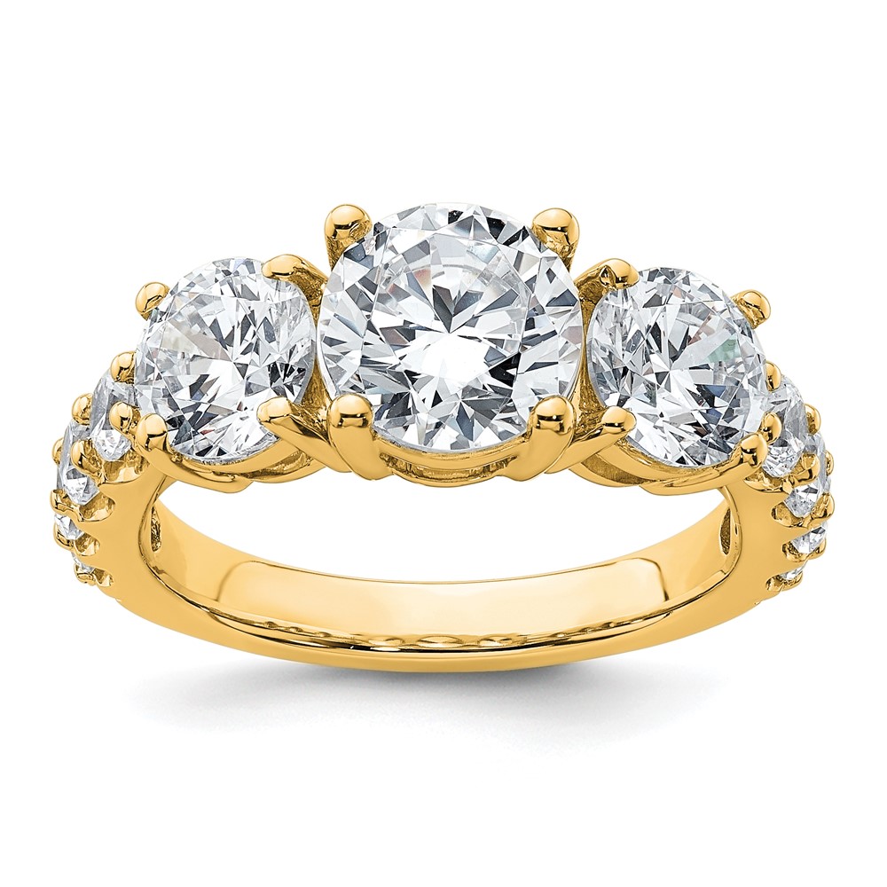 True Origin 14K Yellow Gold 4 Carat Lab Grown Diamond VS+ F+ Complete Round Three Stone Ring