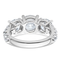 True Origin 14K White Gold 5 Carat Lab Grown Diamond VS+ F+ Complete Round Three Stone Ring view 5