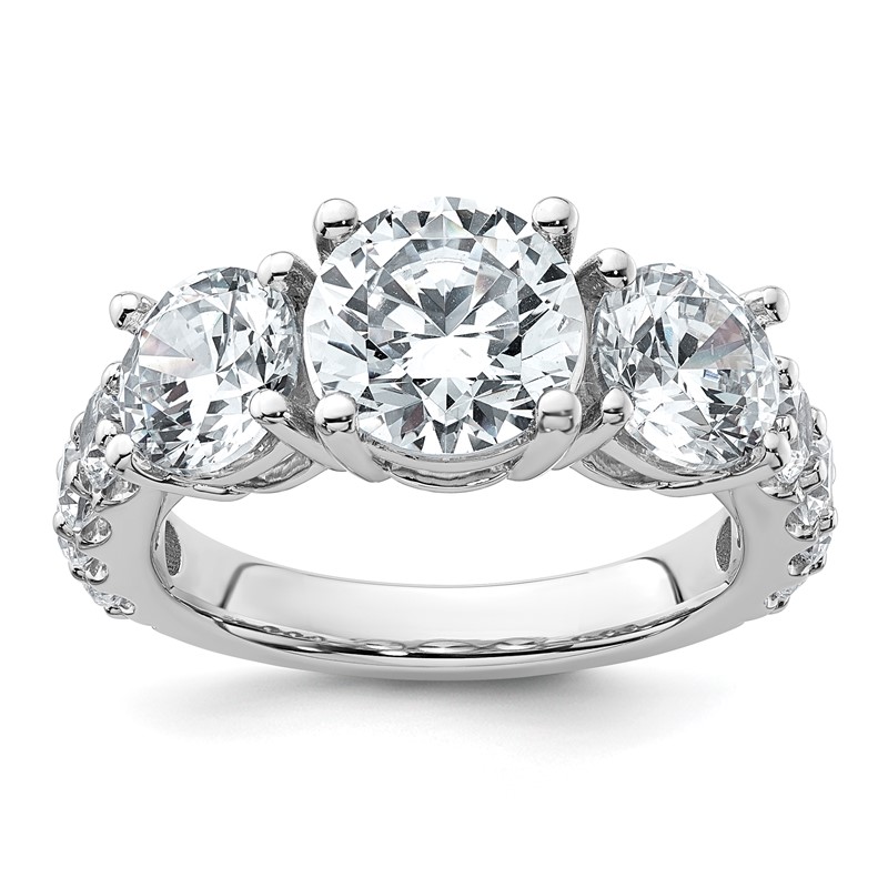 True Origin 14k White Gold 5 carat Lab Grown Diamond VS D E F Complete Three Stone Ring