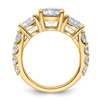 True Origin 14K Yellow Gold 5 Carat Lab Grown Diamond VS+ F+ Complete Round Three Stone Ring view 2