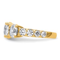 True Origin 14K Yellow Gold 5 Carat Lab Grown Diamond VS+ F+ Complete Round Three Stone Ring view 3