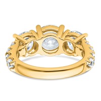 True Origin 14K Yellow Gold 5 Carat Lab Grown Diamond VS+ F+ Complete Round Three Stone Ring view 5