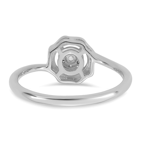 14k White Gold Complete Diamond Cluster Round Engagement Ring