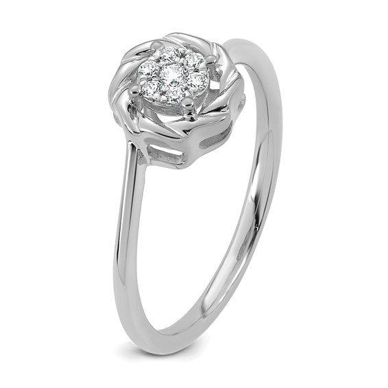 14k White Gold Complete Diamond Cluster Round Engagement Ring