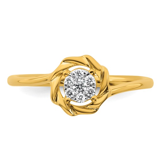 14k Complete Diamond Cluster Round Engagement Ring