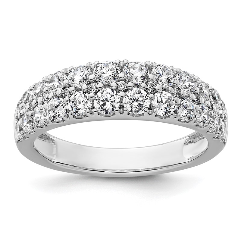 True Origin 14k White Gold 1 1/4 carat Lab Grown Diamond VS DEF Double Row Band