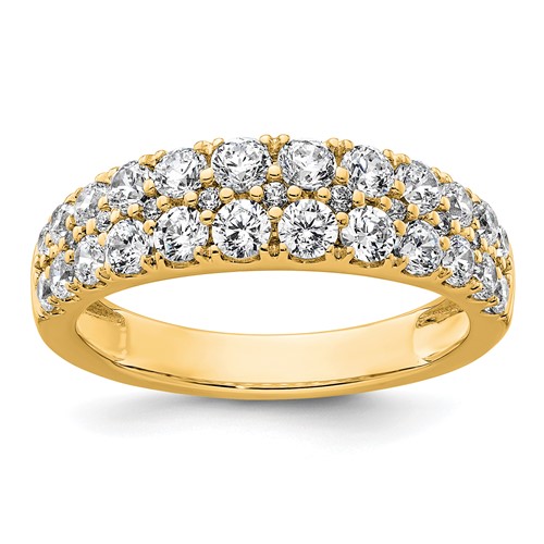 True Origin 14K Yellow Gold 1.25 Carat Lab Grown Diamond VS+ F+ Double Row Complete Band