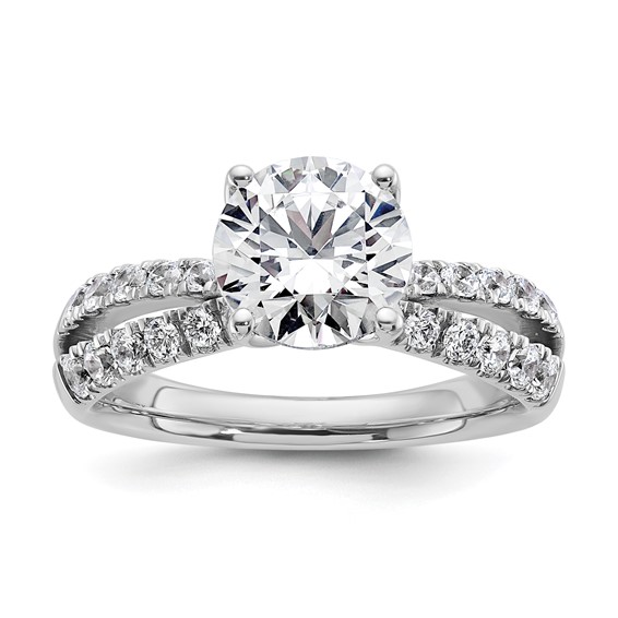 True Origin 14K White Gold 2 5/8 carat Lab Grown Diamond VS+ F+ Complete Round Engagement Ring