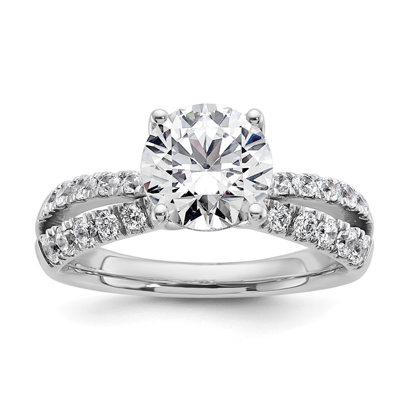 True Origin 14k White Gold 2 5/8 carat Round Lab Grown Diamond VS DEF Round Complete Engagement Ring