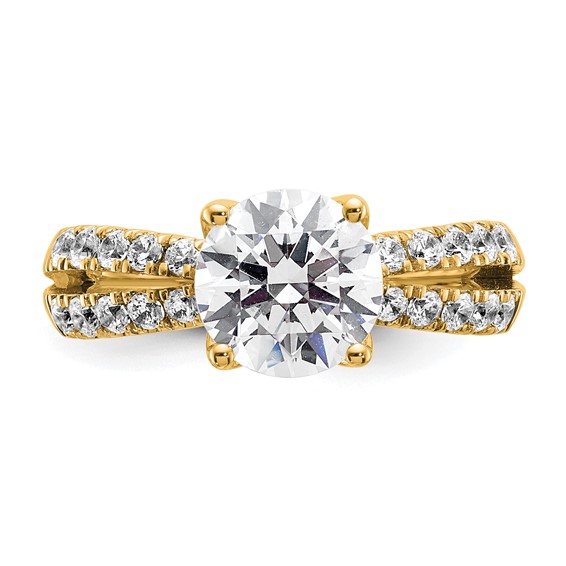 True Origin 14K Yellow Gold 2 5/8 carat Lab Grown Diamond VS+ F+ Complete Round Engagement Ring
